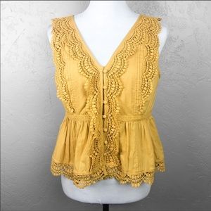 Abercrombie & Fitch Mustard Yellow Peplum Tank Top